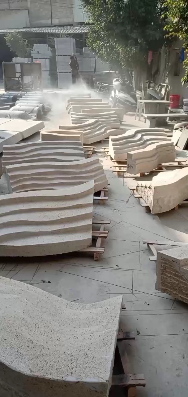 恒真石业主营拉丝栏杆坯水池坯墓碑料路沿石异形线条圆柱别墅石