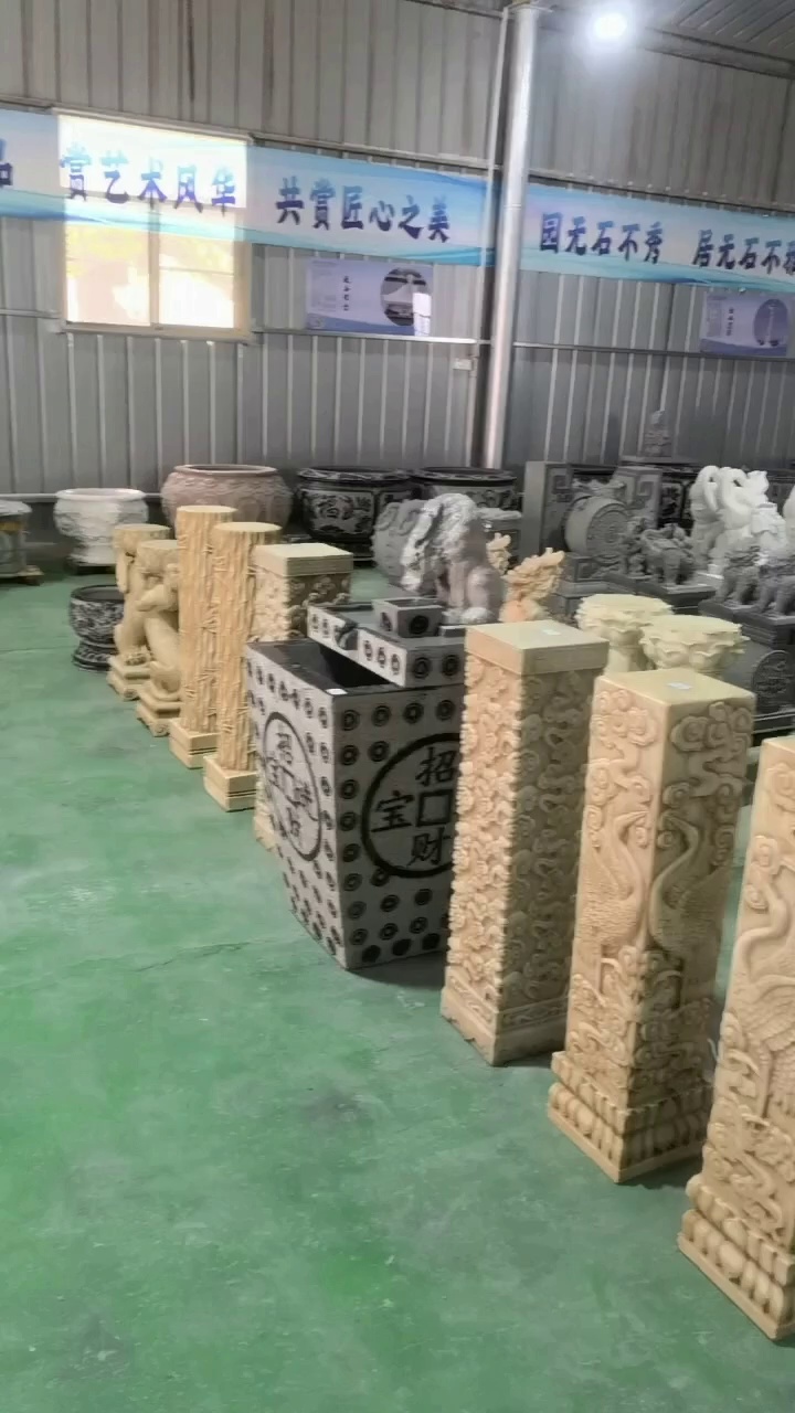 山东嘉祥青石青石板石栏杆五莲花黄锈石芝麻白芝麻灰石栏杆石牌楼