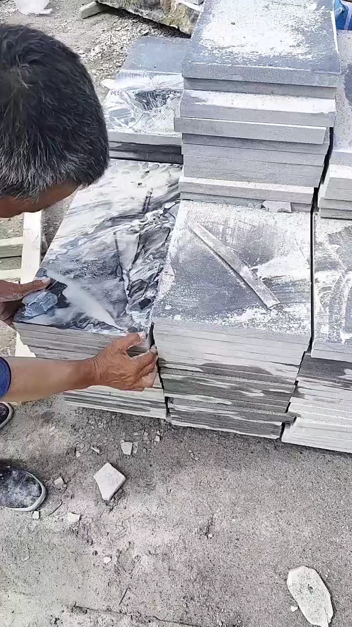 青石板荔枝面加工过程实拍
